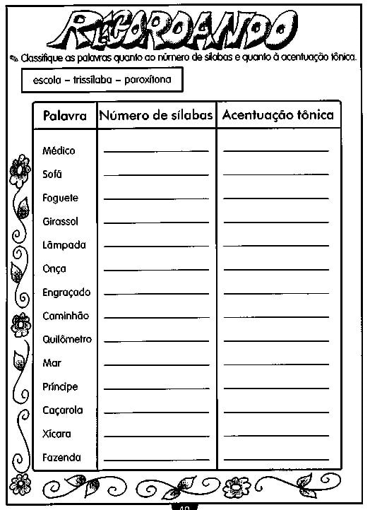 Atividades Sobre S Laba T Nica Para Imprimir Mundinho Da Crian A