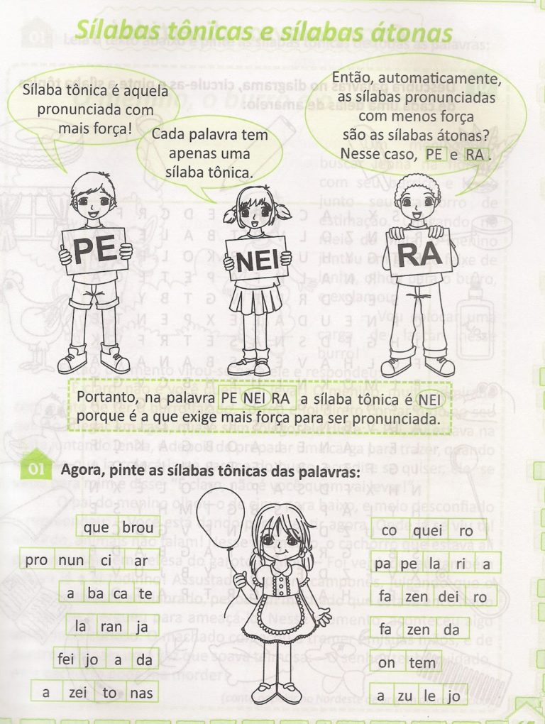 Atividades Sobre Sílaba Tônica Para Imprimir - Mundinho Da Criança