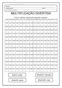 multiplicação com legenda descubra o desenho page 003 1 212x300 - Atividades de Multiplicação: Multiplicar e pintar