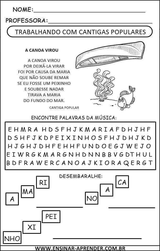 Sequ Ncia Did Tica A Canoa Virou Cantiga Infantil Mundinho Da Crian A