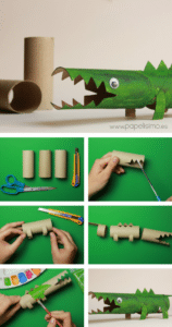 como hacer cocodrilo rollo carton papel higienico toilet paper tube cocodrile diy 541x1024 158x300 - Como trabalhar com rolinhos de papel na Educação Infantil